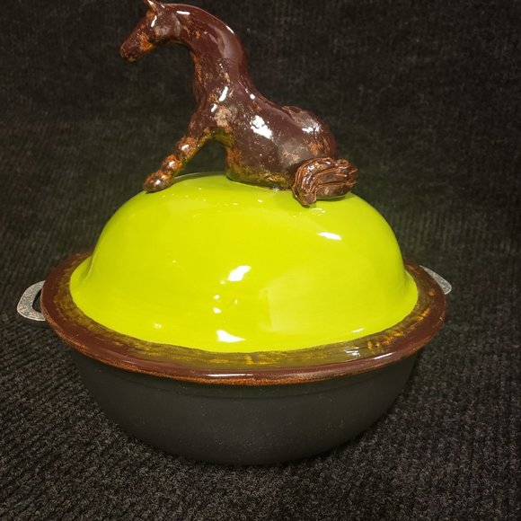 NWT Brown Horse Tagine (For Cooking) Handmade By Giesla Pferdekamper - Picture 2 of 3